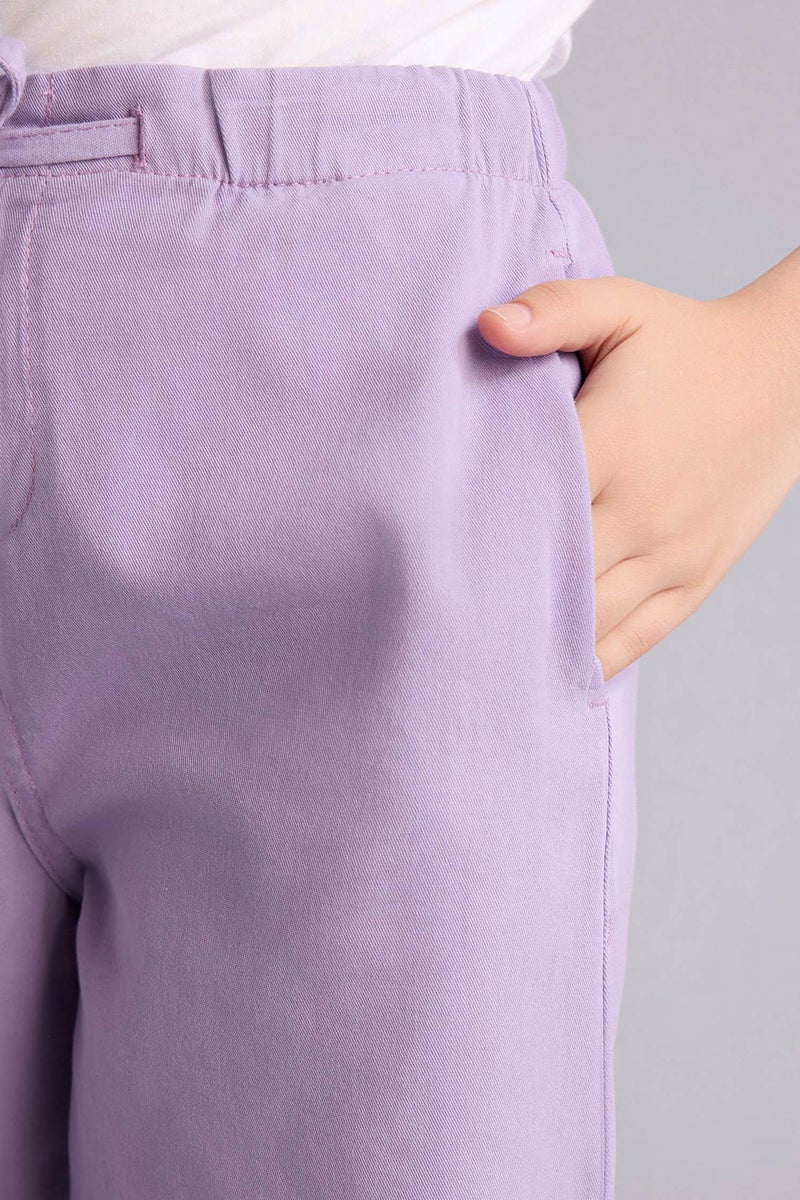 DeFacto Purple Girl Girl Wide Leg Gabardine Trousers Casual - Image 4